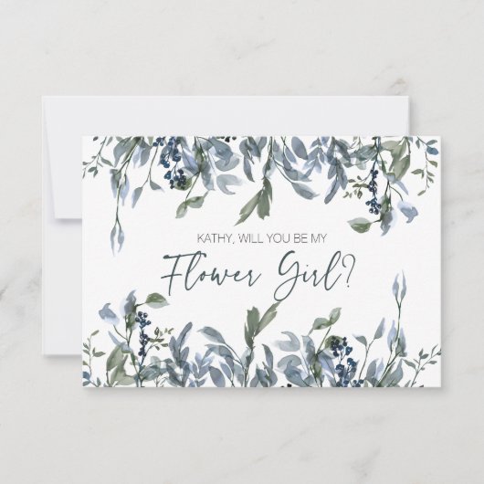 Werden Sie mein Blütenmädchen Silber Green sein? (Vorderseite)