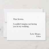 Werden Sie mein Brautjungkleid sein? Einladung (Rückseite)