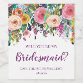 Werden Sie mein Brautweinetikett Weinetikett (Einzelnes Label)