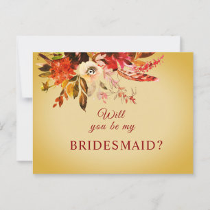 Werden Sie mein Bridesmädchen im Herbst florales G Postkarte
