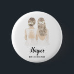 Werden Sie mein Bridesmaid-Abzeichen sein? Button<br><div class="desc">Werden Sie mein Bridesmaid-Abzeichen? Einfach und klassisch "Werden Sie meine Brautjungfrau?" Abzeichen mit Braut und Brautjungfrau. Passen Sie den Namen und die Rolle Ihrer Vorliebe an. Karo in unserer Kollektion für andere Frisuren und Kleider.</div>