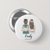 Werden Sie mein Bridesmaid-Abzeichen sein? Button (Vorne & Hinten)