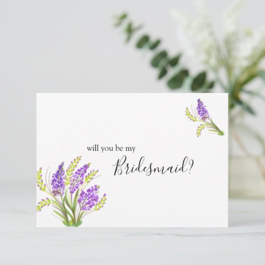 Werden Sie mein Bridesmaid-Aquarelllavender sein? (Stehend Vorderseite)