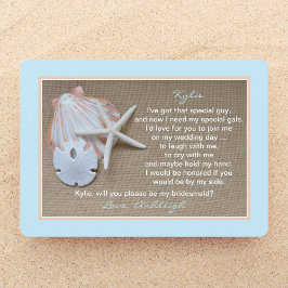 Werden Sie mein Bridesmaid Beach Blue Burlap Look  Einladung