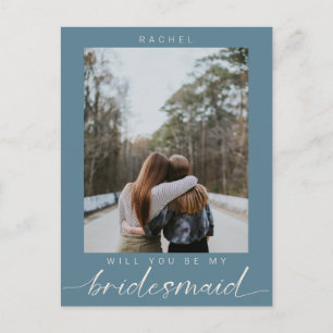 Werden Sie mein Bridesmaid-blaues Foto Modern sein Postkarte