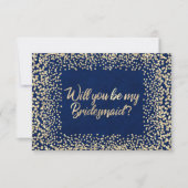 Werden Sie mein Bridesmaid Blue Navy Glitzer Gold Einladung (Vorderseite)