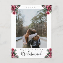 Werden Sie mein Bridesmaid Burgundy Floral Foto se