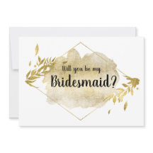 Werden Sie mein Bridesmaid Card Gold Foliage Effek