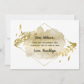 Werden Sie mein Bridesmaid Card Gold Foliage Effek Einladung (Rückseite)