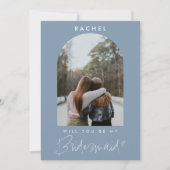Werden Sie mein Bridesmaid Dusty Blue Foto Modern? (Vorderseite)