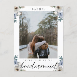 Werden Sie mein Bridesmaid Dusty Blue Rose Foto se Postkarte