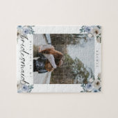 Werden Sie mein Bridesmaid Dusty Blue Rose Foto se Puzzle (Horizontal)