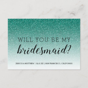 Werden Sie mein Bridesmaid Emerald Glitzer Ombre Einladung