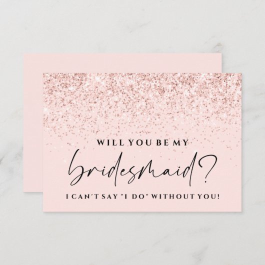 Werden Sie mein Bridesmaid-Glitzer in Rosa sein? Einladung (Vorne/Hinten)