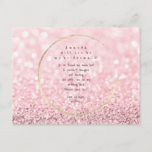Werden Sie mein Bridesmaid-Glitzer in Rose Rose se Einladungspostkarte
