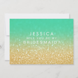 Werden Sie mein Bridesmaid Gold Aquamarin Ombre Einladung