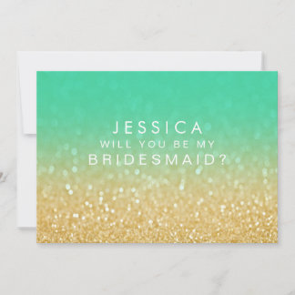 Werden Sie mein Bridesmaid Gold Aquamarin Ombre Einladung