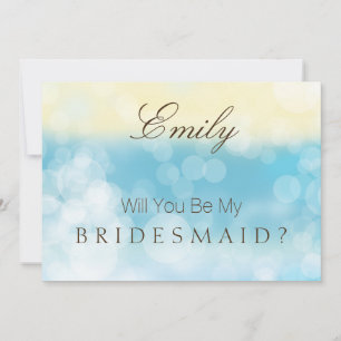 Werden Sie mein Bridesmaid Gold Blue Glitzer sein? Einladung