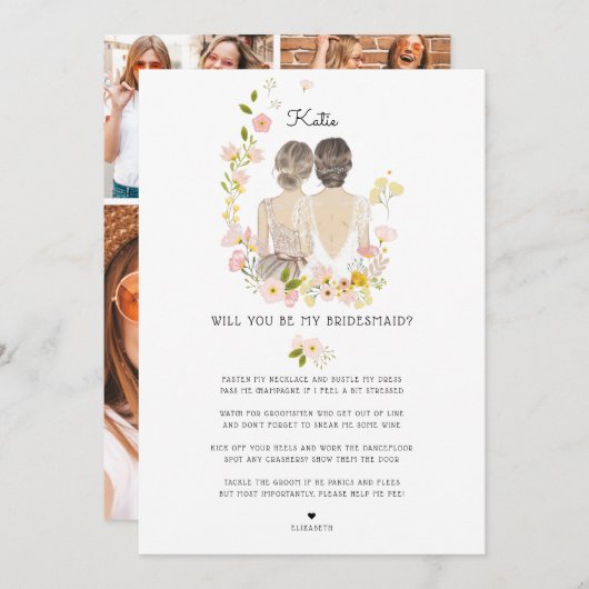 Werden Sie mein Bridesmaid/mein Vorschlag zur Trau Einladung (Vorne/Hinten)