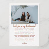 Werden Sie mein Bridesmaid/mein Vorschlag zur Trau Folieneinladung (Vorderseite)