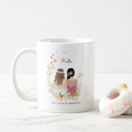 Werden Sie mein Bridesmaid/mein Vorschlag zur Trau Kaffeetasse (Mit Donut)