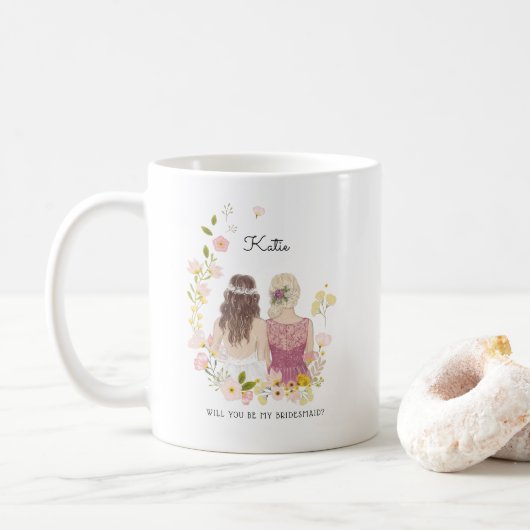 Werden Sie mein Bridesmaid/mein Vorschlag zur Trau Kaffeetasse (Mit Donut)