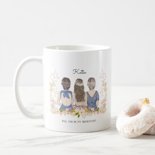 Werden Sie mein Bridesmaid/mein Vorschlag zur Trau Kaffeetasse (Mit Donut)