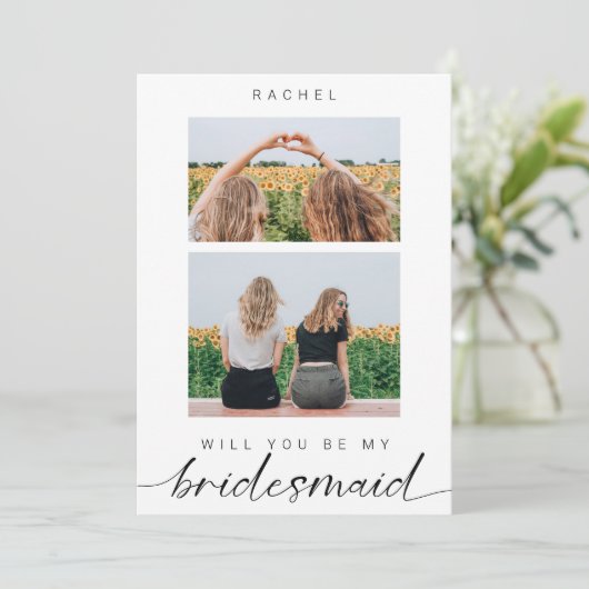 Werden Sie mein Bridesmaid Minimalistisch 2 Foto? Einladung (Stehend Vorderseite)