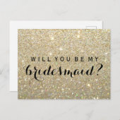 Werden Sie mein Bridesmaid-PC sein - Gold Glitzer Einladungspostkarte (Vorne/Hinten)