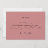 Werden Sie mein Bridesmaid Pink Floral Letter Einladung (Rückseite)