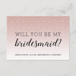 Werden Sie mein Bridesmaid Pink Glitzer Ombre Einladung