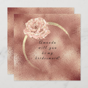 Werden Sie mein Bridesmaid Pink Gold Rose Glass Lu Einladung