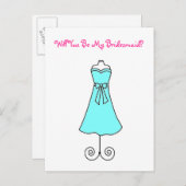 Werden Sie mein Bridesmaid-Postkartenkleid sein? Einladungspostkarte (Vorne/Hinten)
