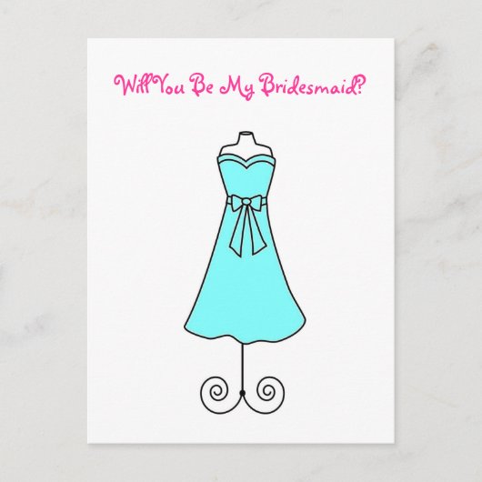 Werden Sie mein Bridesmaid-Postkartenkleid sein? Einladungspostkarte (Vorderseite)