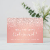 Werden Sie mein Bridesmaid-Rosa-Glitzer sein? Einladung (Stehend Vorderseite)