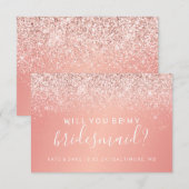 Werden Sie mein Bridesmaid-Rosa-Glitzer sein? Einladung (Vorne/Hinten)