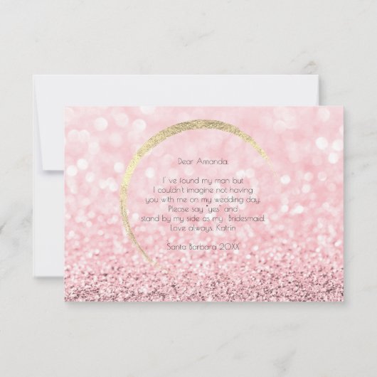 Werden Sie mein Bridesmaid Rose Gold Gold Glitzer? Einladung (Rückseite)