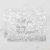 Werden Sie mein Bridesmaid-Script Silver-Glitzer Einladungspostkarte (Vorne/Hinten)