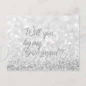 Werden Sie mein Bridesmaid-Script Silver-Glitzer Einladungspostkarte (Vorderseite)
