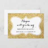 Werden Sie mein Bridesmaid sein - Glitter Gold Gla Einladung (Vorne/Hinten)