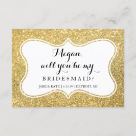 Werden Sie mein Bridesmaid sein - Glitter Gold Gla Einladung