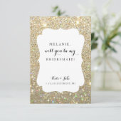 Werden Sie mein Bridesmaid sein - Gold-Glitzer der Einladung (Stehend Vorderseite)