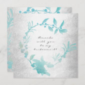 Werden Sie mein Bridesmaid Silver Tiffany Wreath s Einladung (Vorne/Hinten)