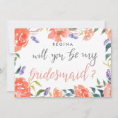 Werden Sie mein Bridesmaid-Skript Bright Florals Einladung (Vorderseite)
