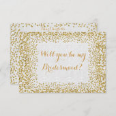 Werden Sie mein Bridesmaid White Gold Confetti sei Einladung (Vorne/Hinten)