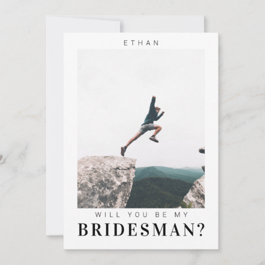Werden Sie mein Bridesman Minimalistisch Foto Mode Einladung (Vorderseite)