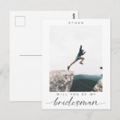 Werden Sie mein Bridesman Minimalistisch Foto Mode Postkarte (Vorne/Hinten)