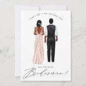 Werden Sie mein Bridesman sein? Mädchen in Gown Einladung (Vorderseite)