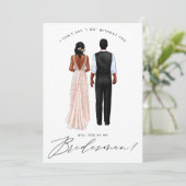 Werden Sie mein Bridesman sein? Mädchen in Gown Einladung (Stehend Vorderseite)