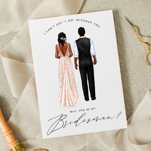 Werden Sie mein Bridesman sein? Mädchen in Gown Einladung